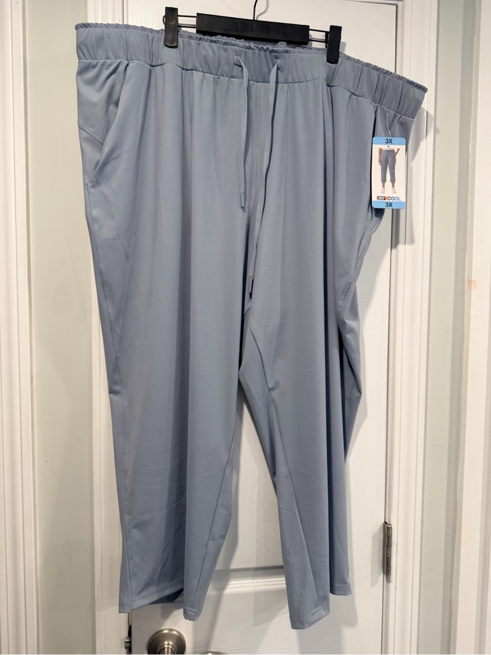 NWT 32 Degrees Cool Size 3X Chambray Blue Cropped Drawstring Pants Activewear